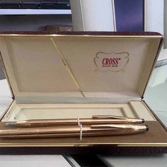 Cross Brand Vintage 14K Gold Filled Rollerball Pen and Pencil Set w/Case! - Picture 1 of 8